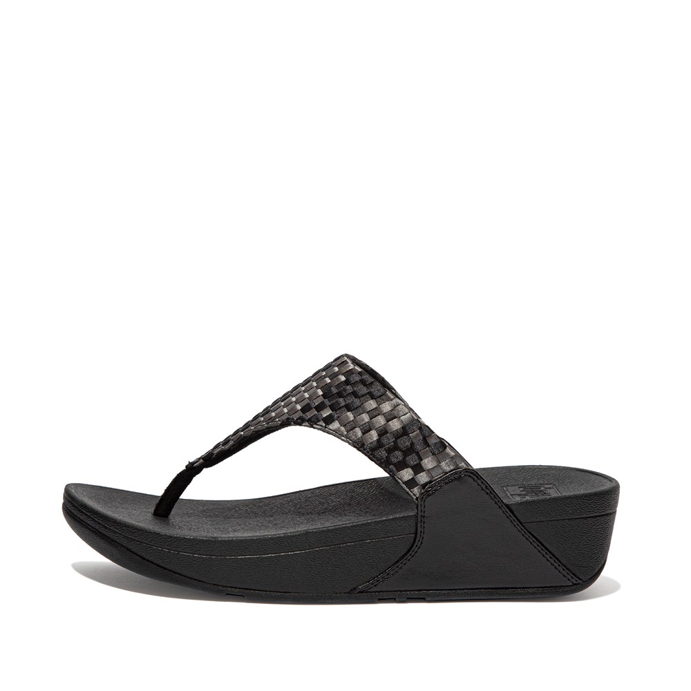 Fitflop Womens Sandals - Lulu Silky-weave Toe-post - Black - 456-KILPAE